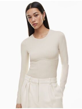 BABATON Sculpt Knit Empire Waist Long Sleeve
Top S Beige Corset sweater Aritzia